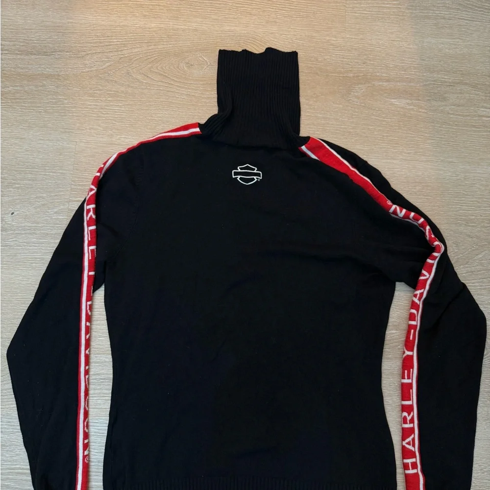 Harley Davidson Black & Red Y2K Turtle Neck Pullover Sweater. Women's - Size L - Picture 1 of 5